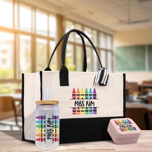 Personalized Teacher Name Cotton Canvas Tote Bag Gift for Teachers Teacher Life Tote Custom Teacher Appreciation Gift Bag (TG1005)