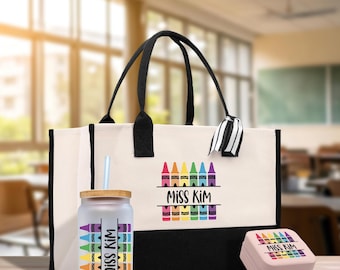 Personalized Teacher Tote Bag, Cotton Canvas Gift (TG1005)