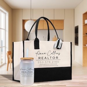 Personalized Realtor Tote Bag Business Tote Bag Custom Real Estate Agent Gift Bulk Business Logo Realtor Swag Real Estate Tote Bag (RT1011)