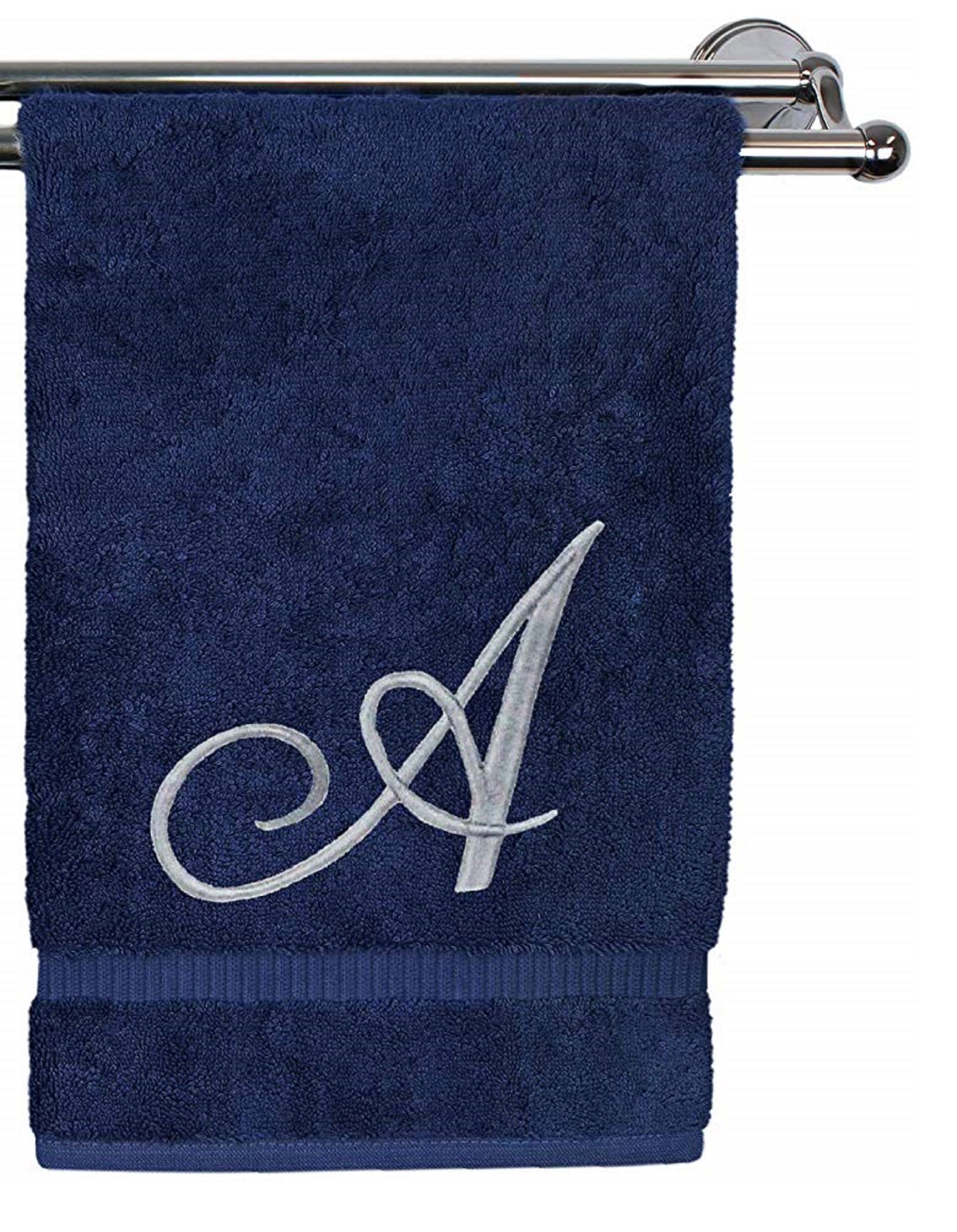 Marian Monogram Navy Dish Towel