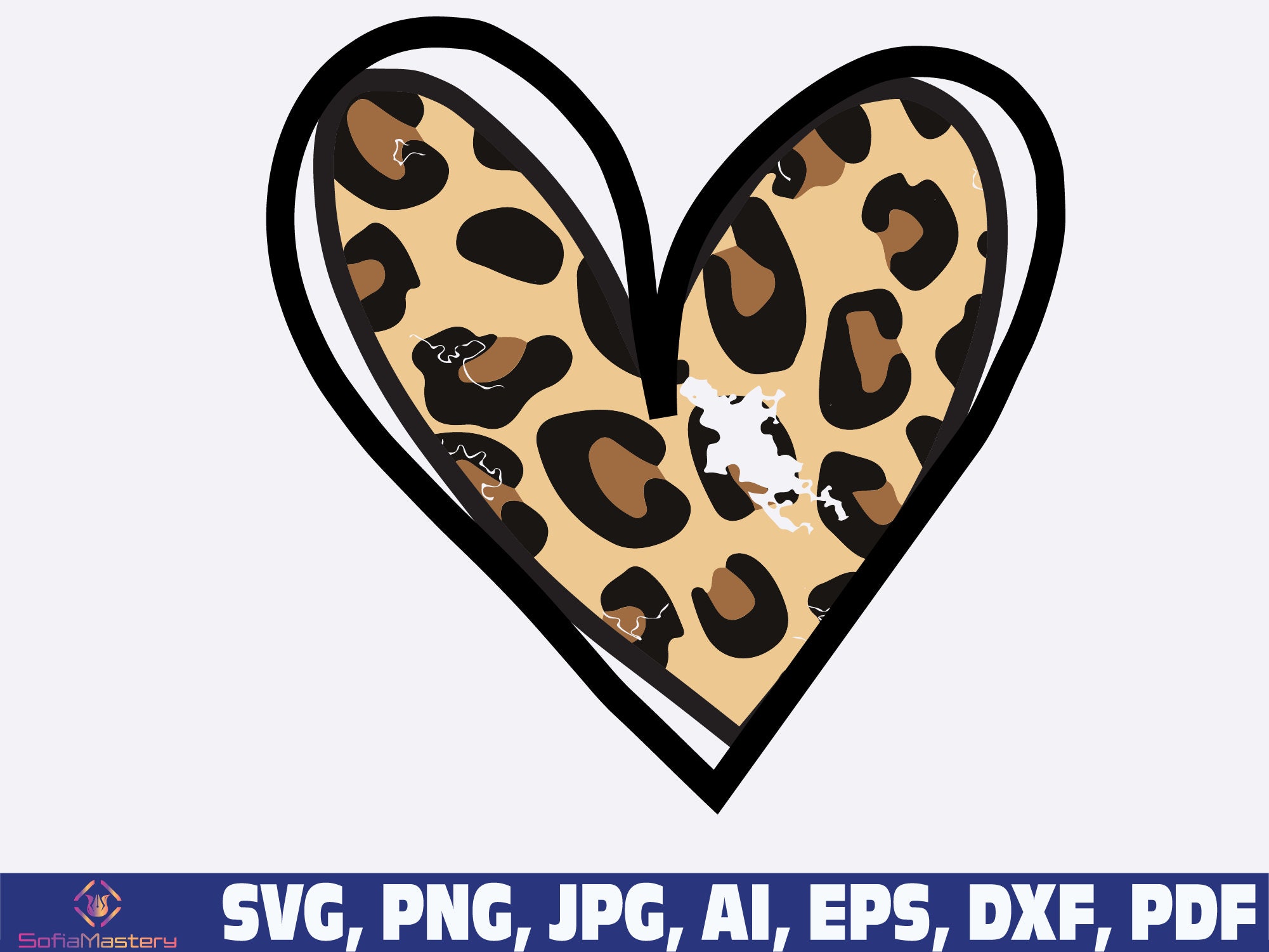 Leopard Louis Vuitton Heart SVG, Leopard LV SVG PNG DXF cut file
