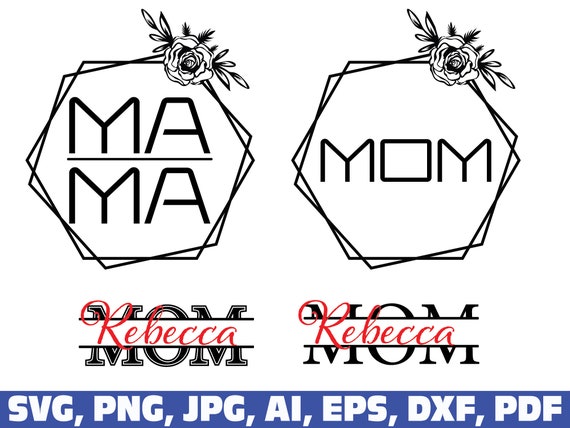 Download Mama floral hexagon svg mom split name frame svg mom ...