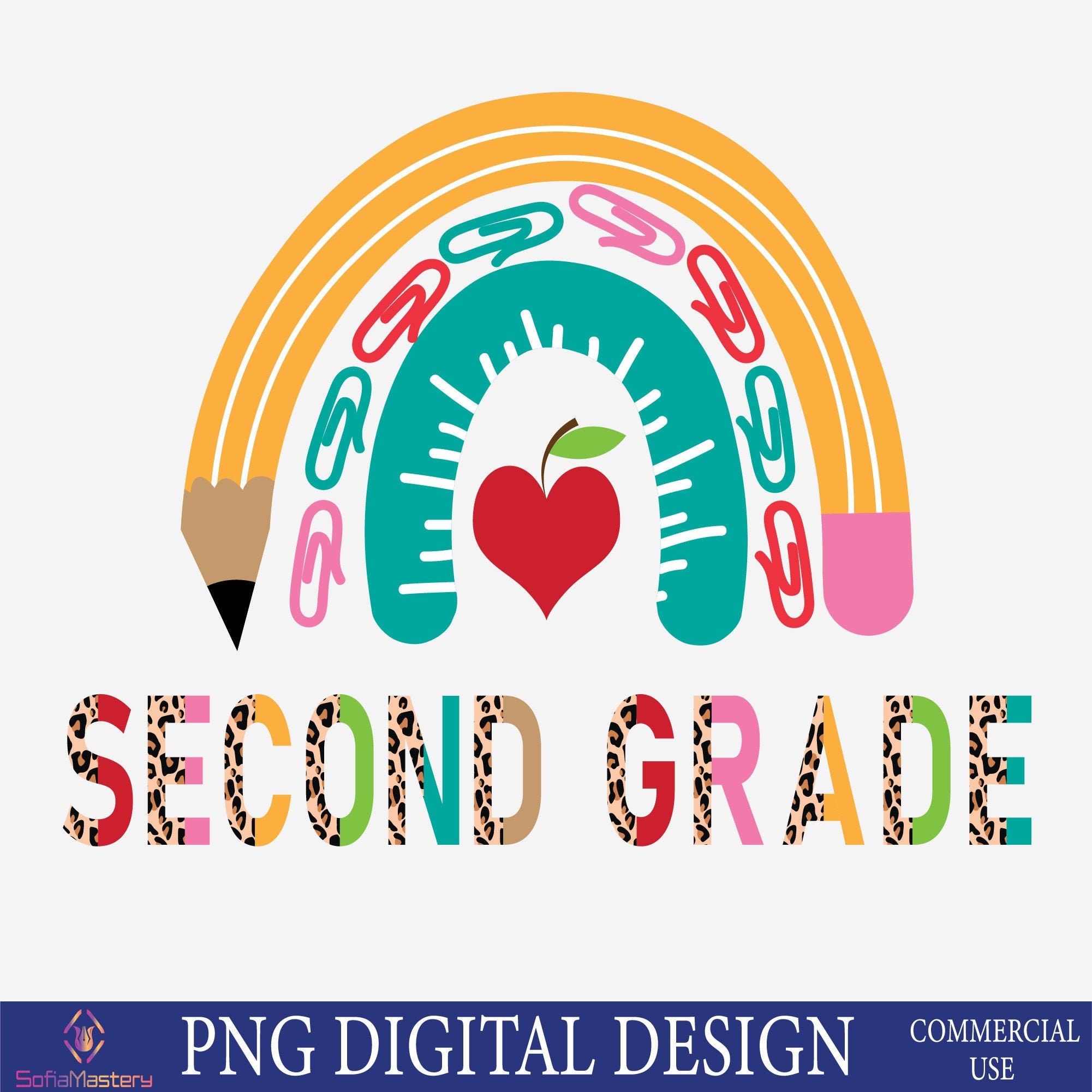 Rainbow Second Grade Png Rainbow 2nd Grade Png Half Leopard Etsy UK