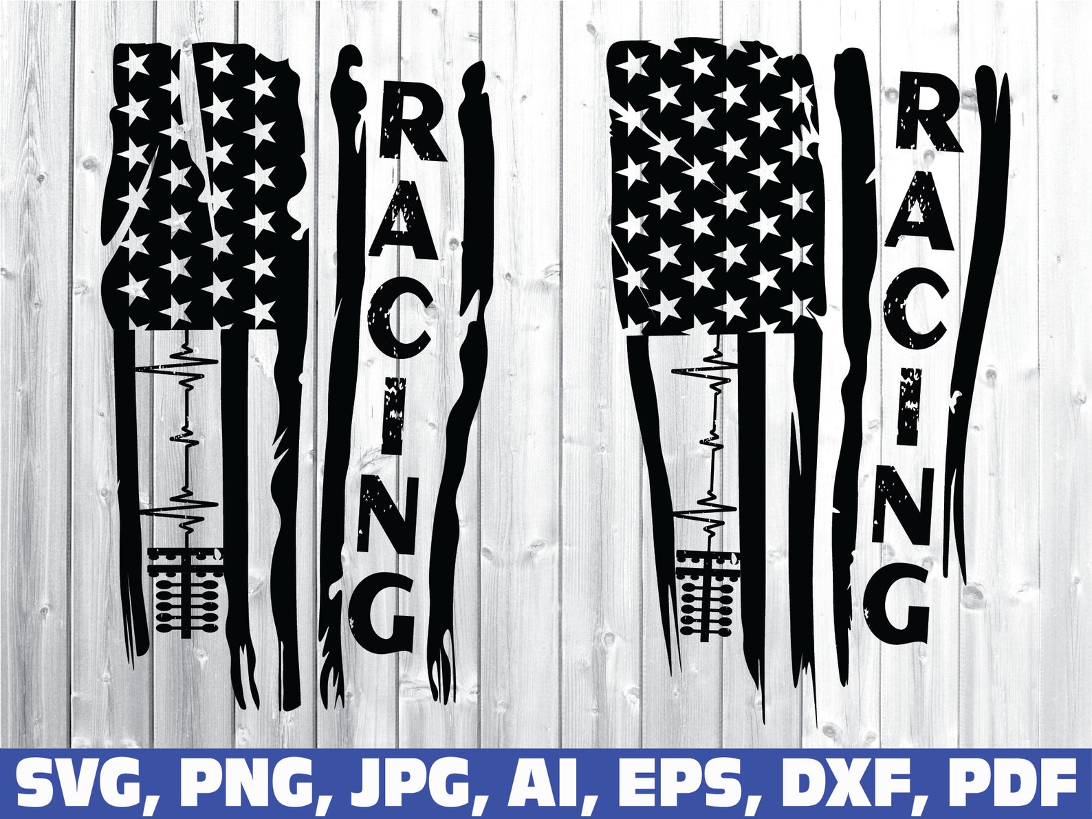 Ekg Racing Racing Heartbeat Svg Racing American Flag Svg Etsy