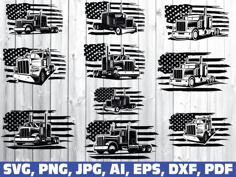 Download American Flag Trucker svg truck driver flag svg semi truck ...