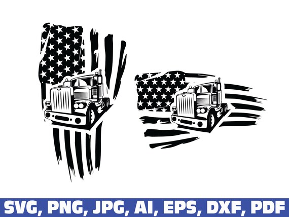 Download American Flag Trucker Svg Truck Driver Flag Svg Semi Truck Etsy