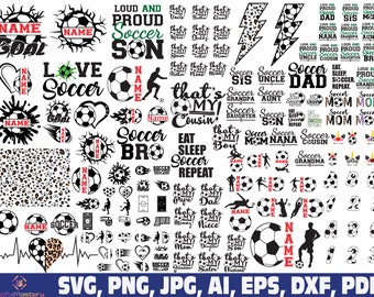 soccer svg bundle, Soccer font alphabet letters svg, Soccer Svg, soccer family dad svg, soccer ball name frame svg, Soccer player svg,Team