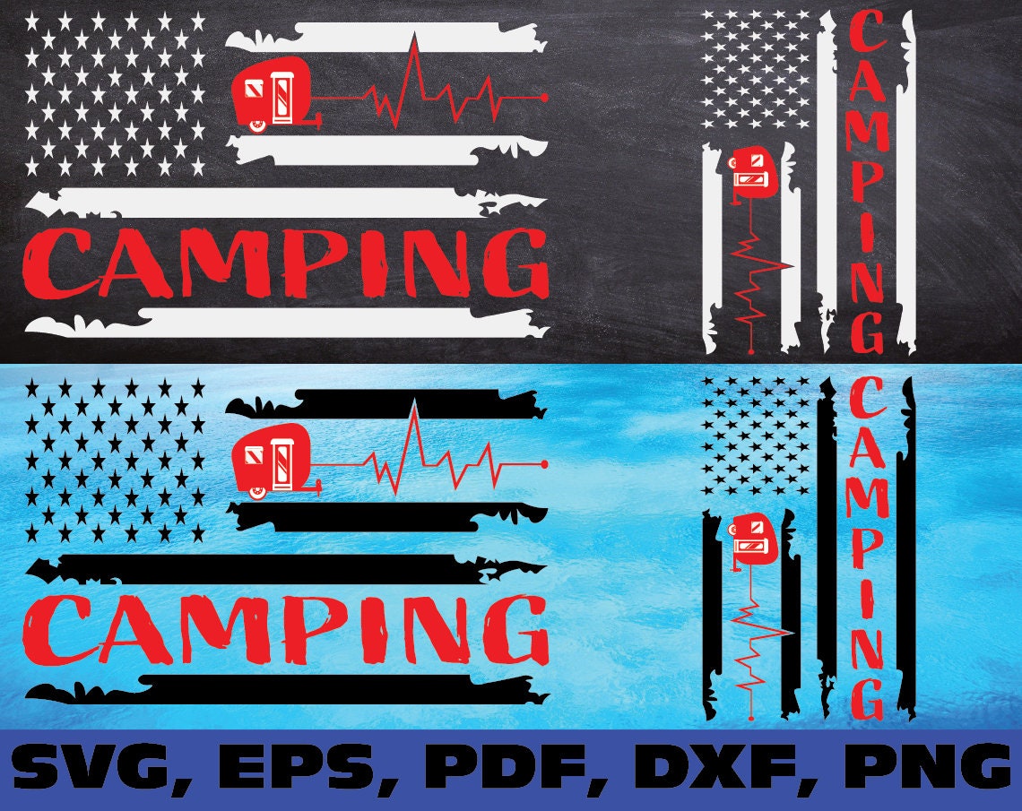 Download Camping Heartbeat Svg Happy Camper Svg Camping Flag Svg Etsy