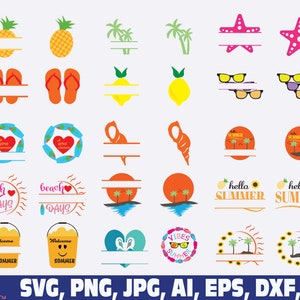 Monogram Svg Png Split Name Frames SVG Summer Monogram Svg - Etsy