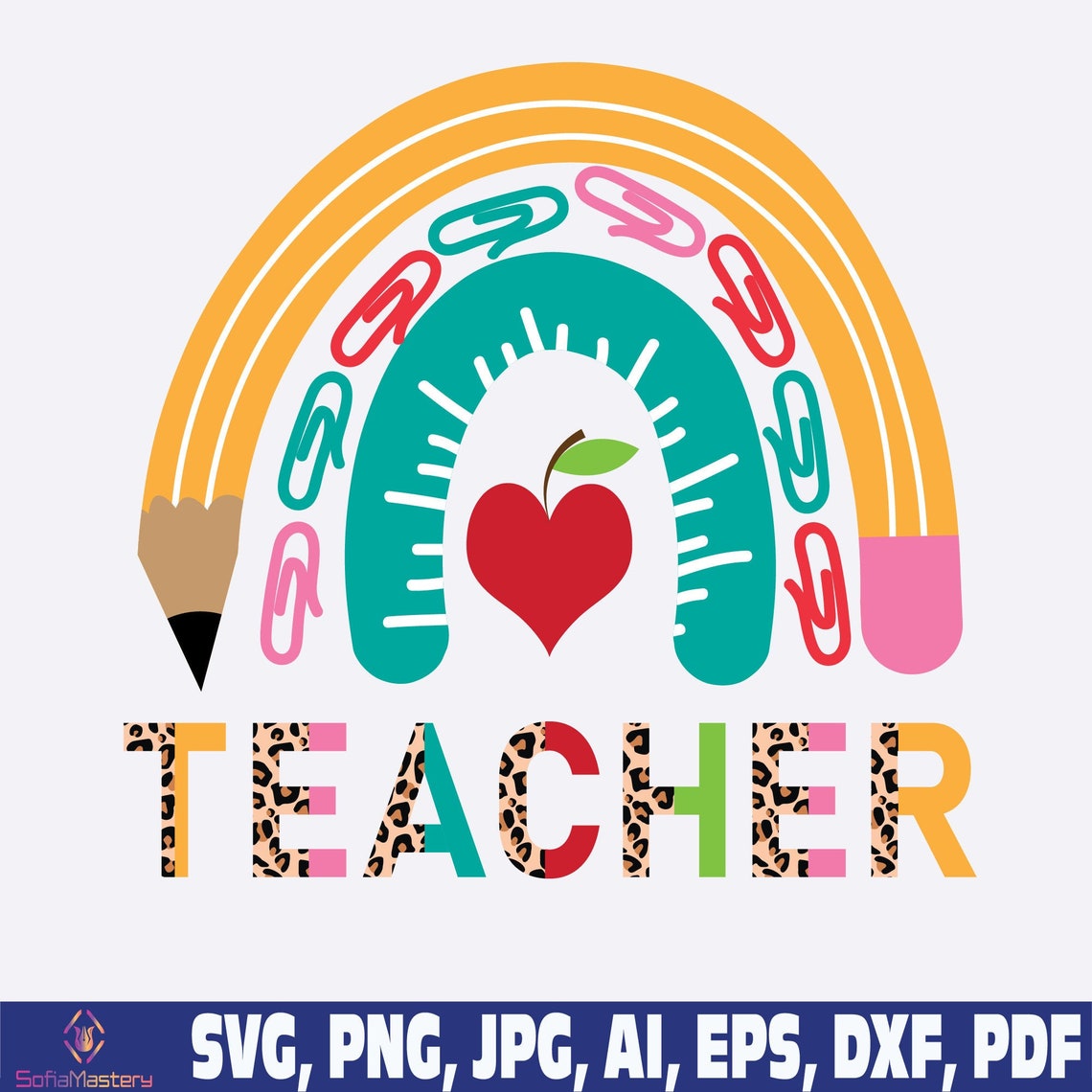Teacher Rainbow Svg Teacher Svg School Svg Png Dxf Pdf Cricut File ...