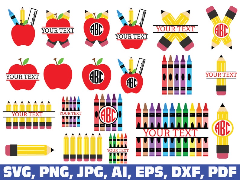 Download Crayon Split Monogram Svg Crayon Svg Teacher Svg School Etsy