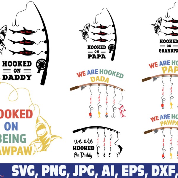 We Are Hooked On Pawpaw daddy granddpa pawpaw Papi papa Png svg, Funny Father's Day Gift Png, Gift For Dad, Personalized Fishing Png svg