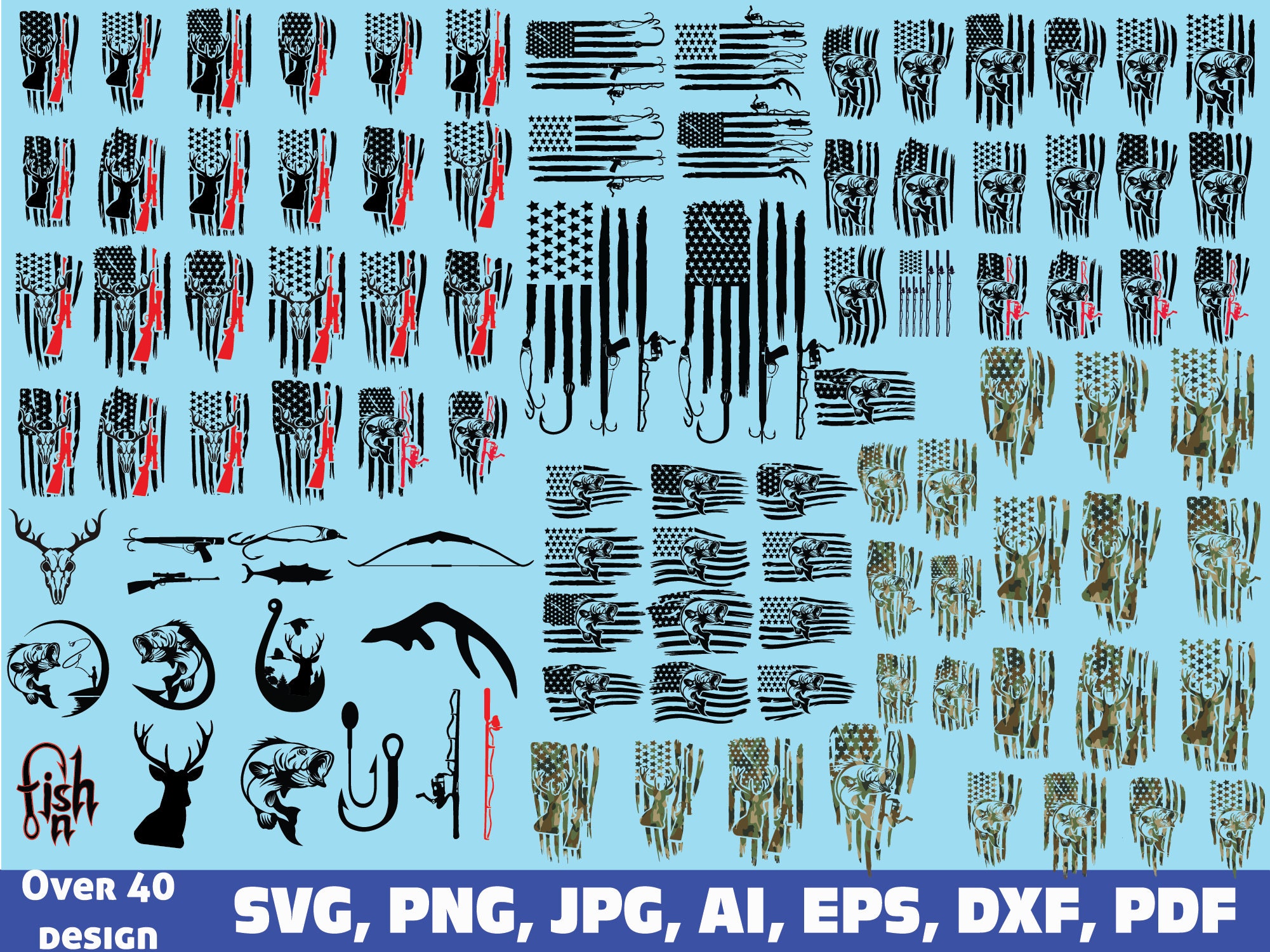 Download Hunting And Fishing American Flag Svg Hunting Fishing Flag Etsy