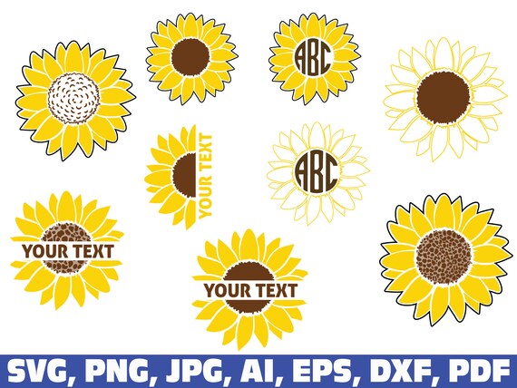 Art & Collectibles Drawing & Illustration png sunflowers svg half ...
