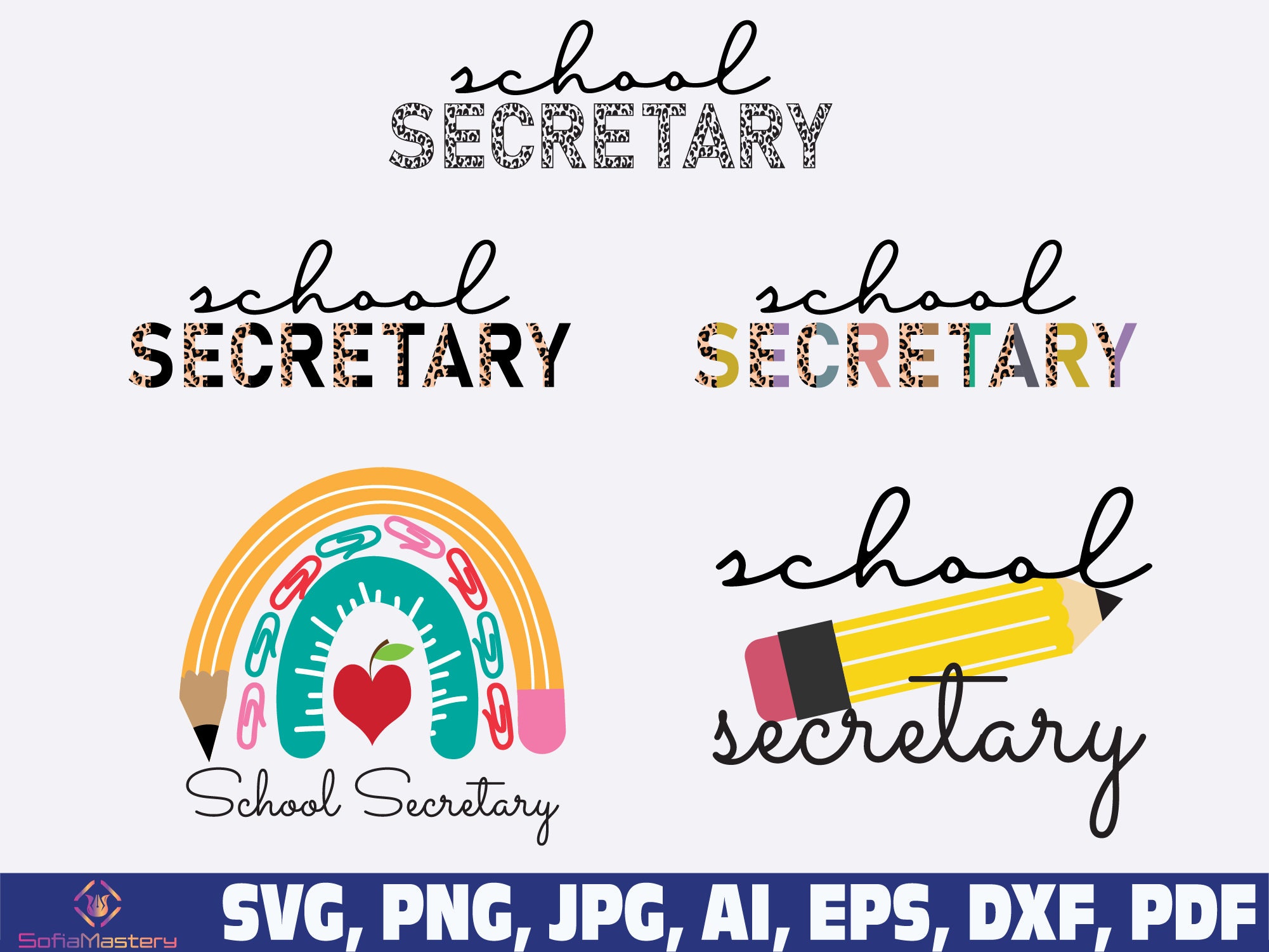 School Secretary Half Leopard Svg Png School Secretary Png Etsy
