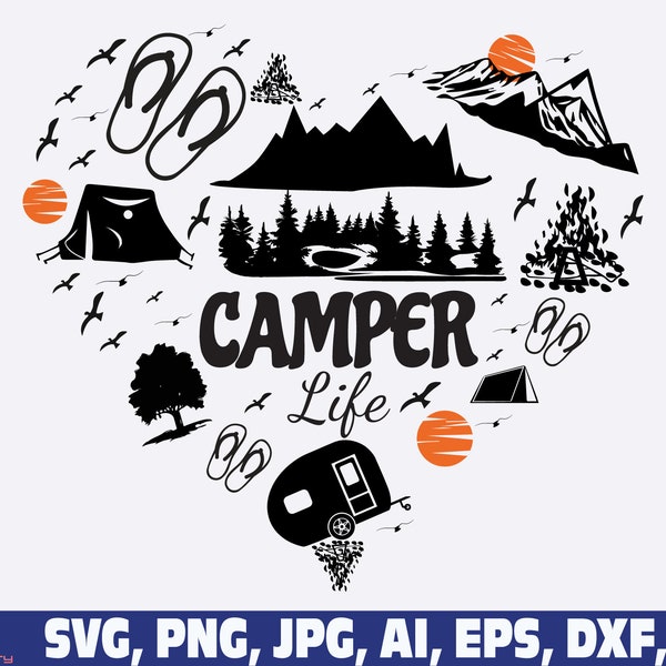 camping hart svg png, camping svg, hart svg, Love To Camp, camper leven svg, Reizen Camping Hart svg, camping Distressed Heart svg