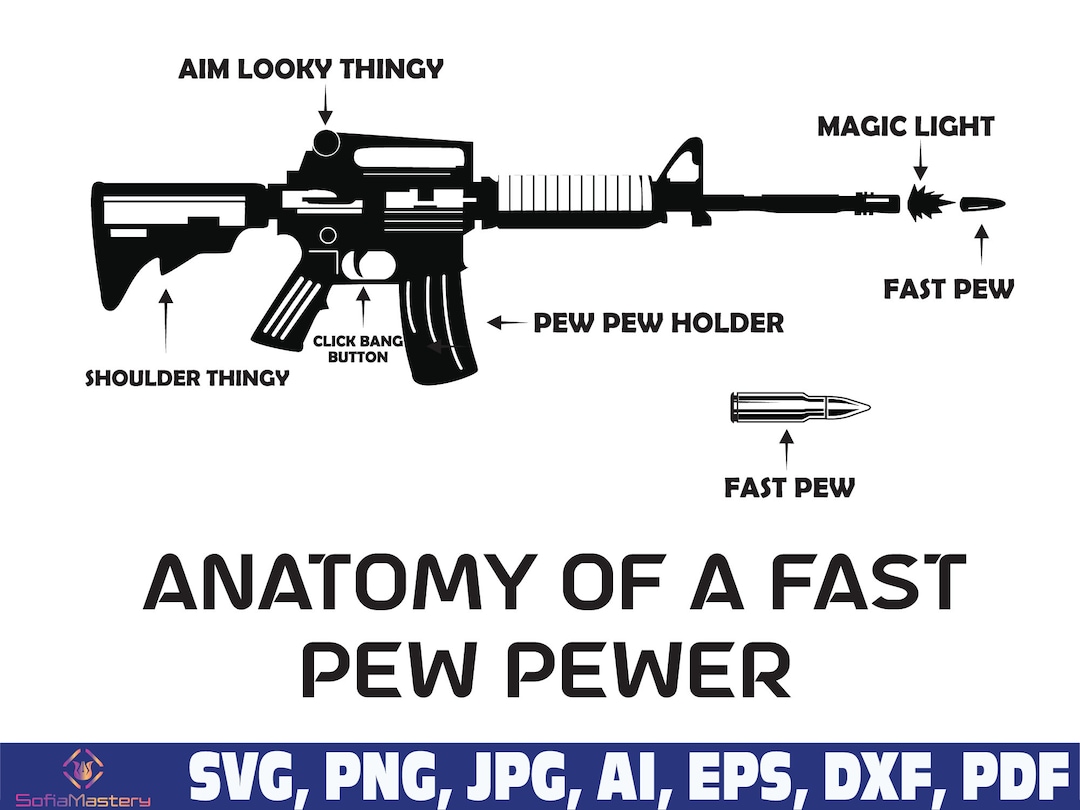 Anatomy of a Pew Svg, Anatomy of a Pew Pewer Svg, Pewer Bullet Ammo Gun