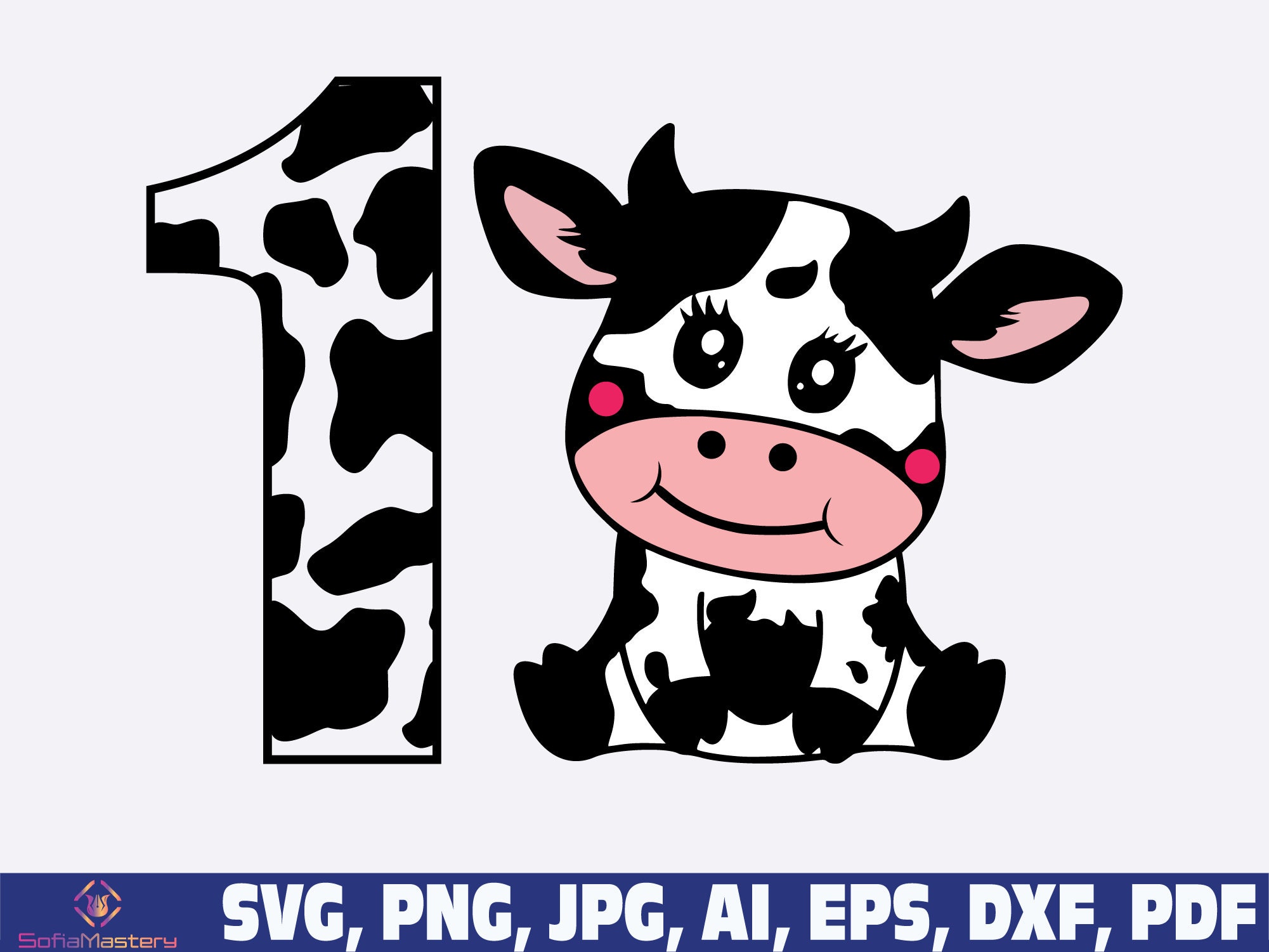 Cow Number Birthday Svg 1st Birthday Cow Svg First Birthday Etsy UK