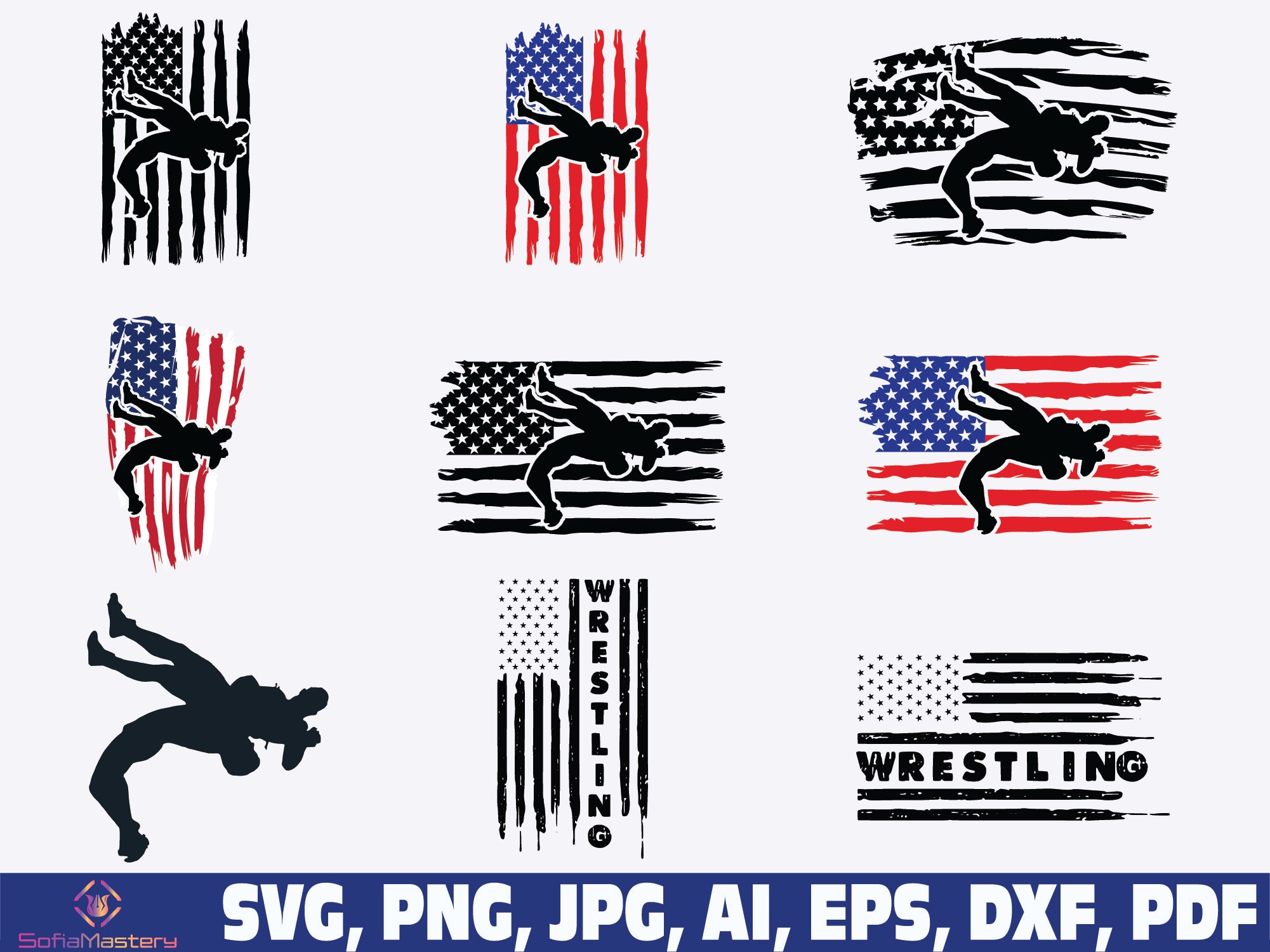 Wrestling SVG PNG Wrestling svg American Flag Wrestling Wrestle svg