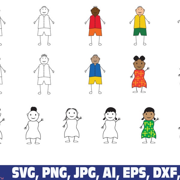 Stick family svg bundle, stick figure svg png, stick family cut files, stick family clipart, cut files for cricut silhouette, png, dxf, eps