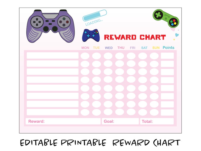 Editable Video Games Reward Chart Printable Reward Chart - Etsy