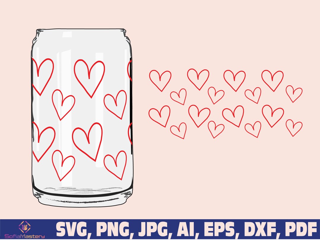 Hearts Glass Wrap Svg Png Heart Svg Can Glass Wrap 16oz - Etsy