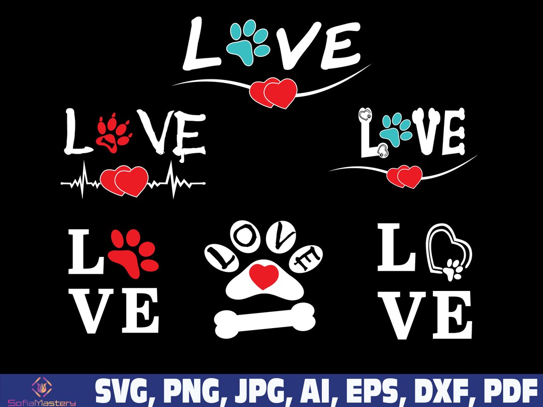 Love Paw Print svg dog svg dog lover svg paw svg dog paw - Etsy Portugal