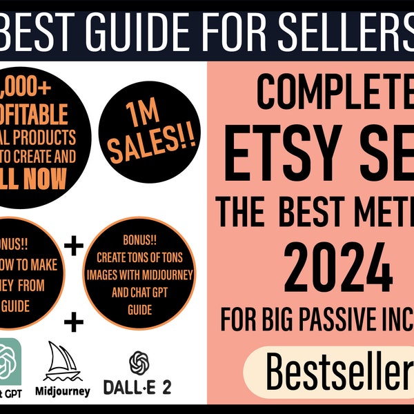 Guide complet Etsy SEO, Classement 1er sur la page de recherche Etsy, Plus de 3000 idées de produits numériques à vendre sur Etsy, Guide d'aide du vendeur, Comment se classer sur Etsy