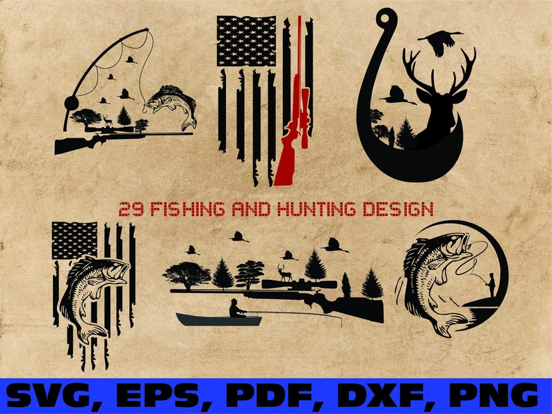 Hunting and fishing American flag svg hunting fishing flag ...