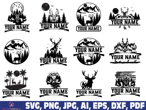 Deer Hunting Name Frame Sign SVG Png Dxf, Hunter Svg, Hunting Svg