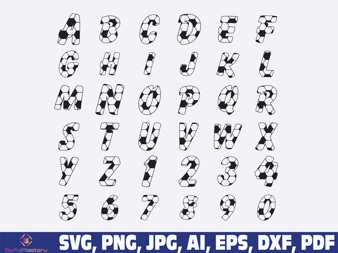 Soccer Font Alphabet Letters Svg Soccer Svg American Fan Etsy UK