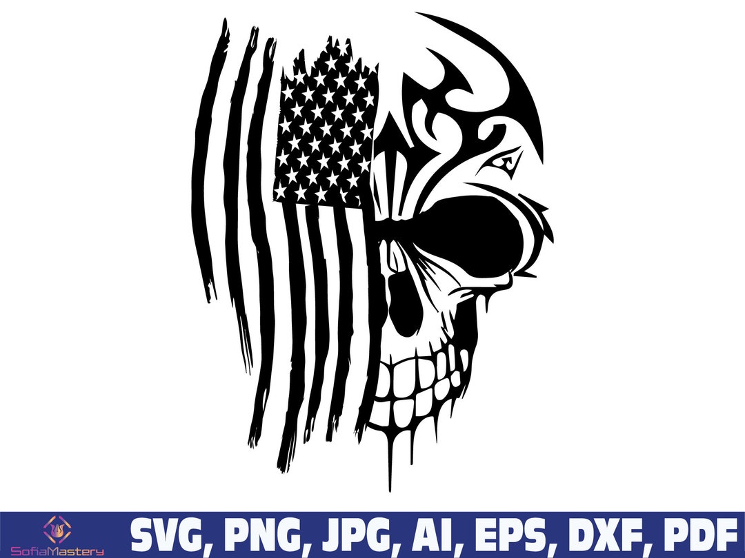 USA Skull Flag Tattered Distressed Svg Png Flag Svg Us Flag Etsy