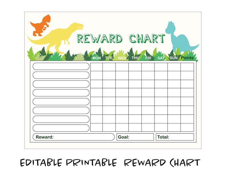 Editable Dinosaur Trex Reward Chart Printable Reward Chart - Etsy