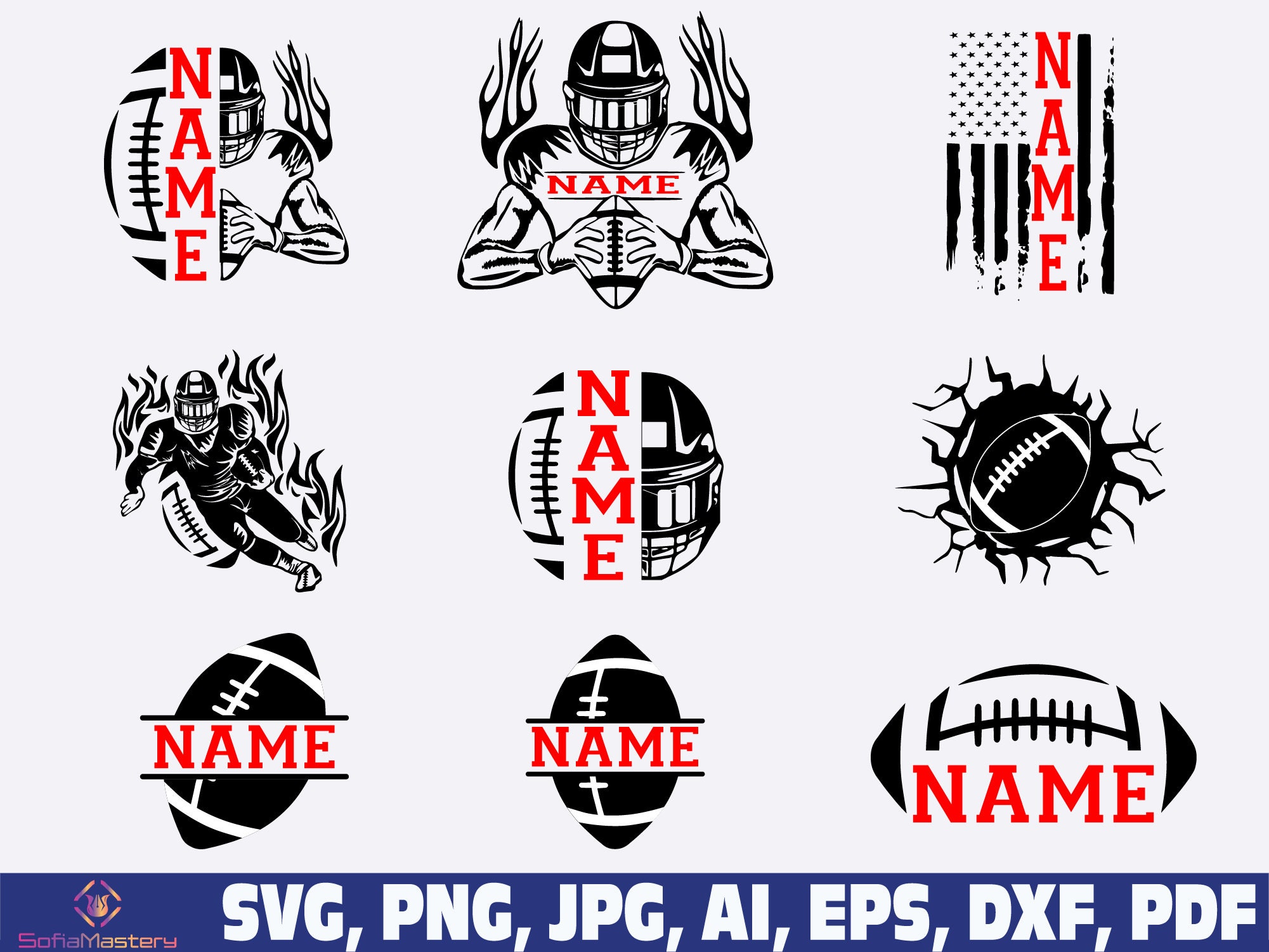 Football Player Svg Football Name Svg Football Svg Football Etsy