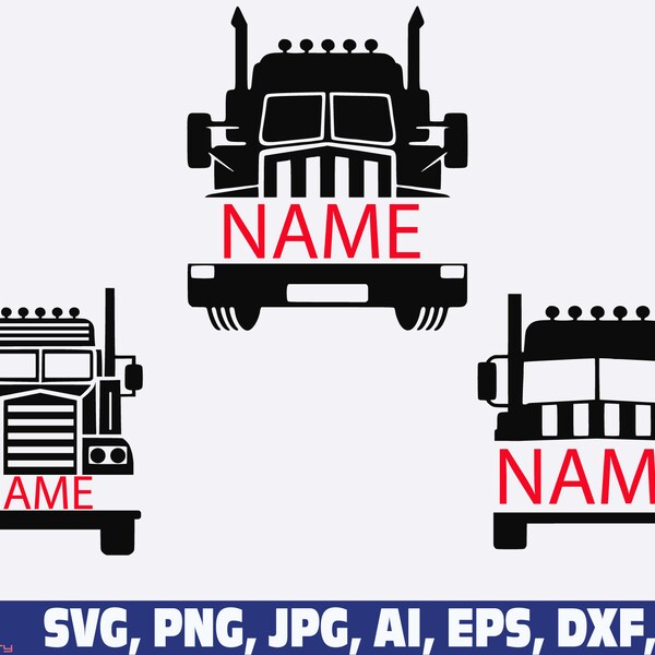 semi truck svg, semi truck Name svg, truck driver svg, truck clipart, trucker svg, big truck svg, monogram svg, split name frame svg bundle