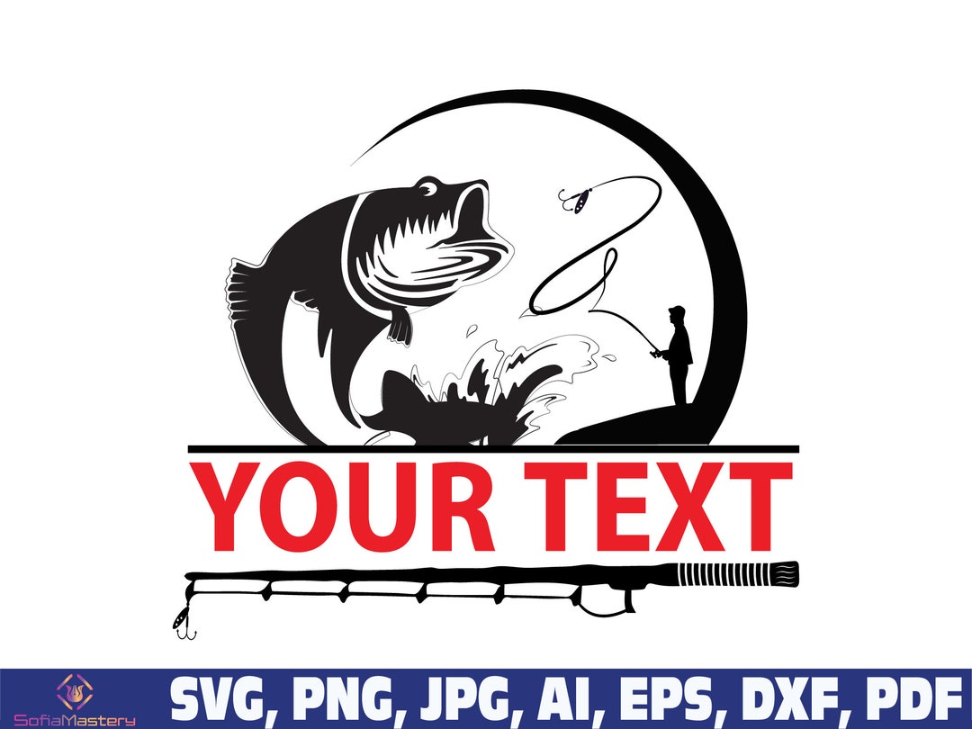 Fisherman Catching Fish SVG, Fishing Name Frame Monogram Svg Png, Fish