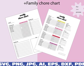 family chore chart for kids, kids chore chart, editable chore chart, Printable Chore Chart, Kids Responsibility Chart, kids planner