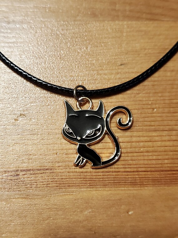 Black Cat Necklace Etsy