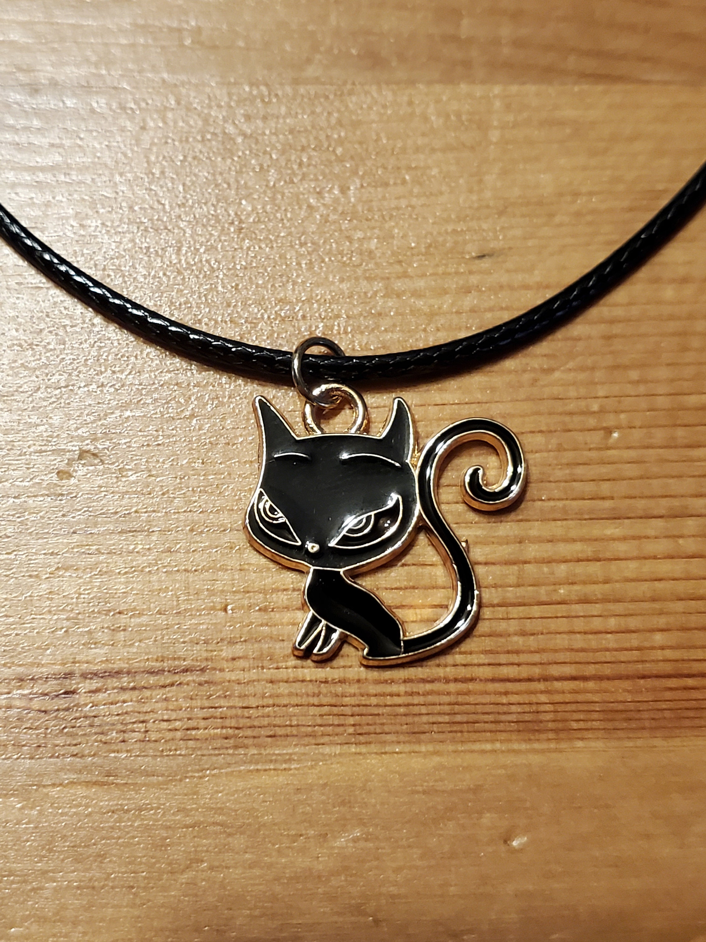 Black Cat Necklace Etsy