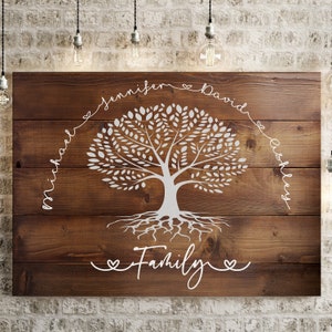 Family Tree Wood-Inspired Premium Canvas image 1