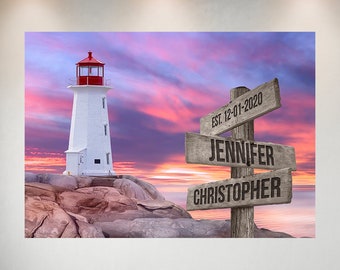 Lighthouse Sunset Color Names Premium Photo Print