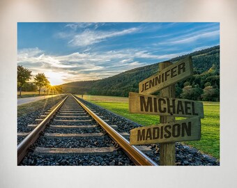 Railroad Track Color Multi-Names Premium Photo Print