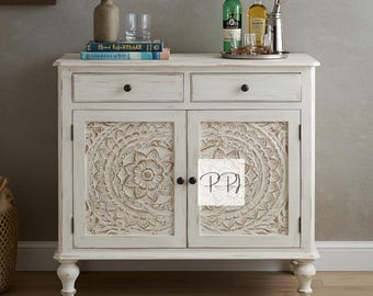 アンティーク　キャビネット　インド　装飾的な彫刻付き アンティーク キャビネット インド 装飾的な彫刻付き