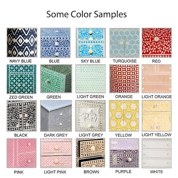 手作りのグレーの骨象嵌ナイトスタンド：花柄アクセントテーブル