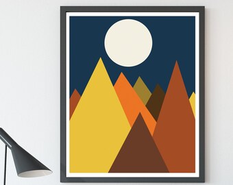 Mid Century Modern,  Modern Scandinavian, Instant Download, Geometric Art, Nordic Landscape, Modern Landscapes, Mid Century, Wall Art, Decor