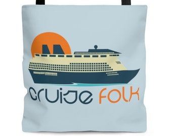 Cruise Folk Tote Bag Blue 3 Sizes Day Bag Weekend Bag Cruise ship Excursion Tote Cruising Cruise Life Boat Life Boating Cruise Line