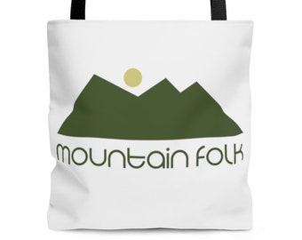 Mountain Folk Tote Travel Beach Bag Mountain Town Trail Hiking Mountain Biking Kayaking