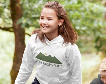 Mountain Folk Kids Hoodie Youth Vintage Unique Mountain Peak Hiking Biking Snowboarding Life Skiing Hooded Sweatshirt