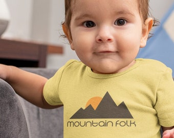Mountain Folk Baby Onesie Mountain Life Slopes Town Camping Explorer Hiking Outdoor Adventure Nursery Shower Fun Gift Theme Infant Bodysuit