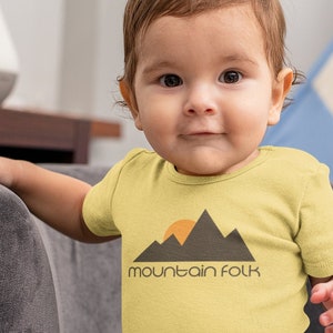 Mountain Folk Baby Onesie Mountain Life Hellingen Town Camping Explorer Wandelen Outdoor Adventure Nursery Shower Fun Gift Thema Infant Bodysuit